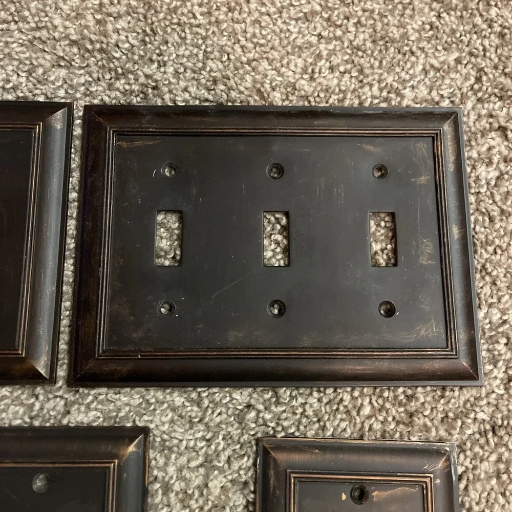 State Star Corp‎ 3 Switch Wall Plate Cover Bronze Copper MCM Triple Switch Block